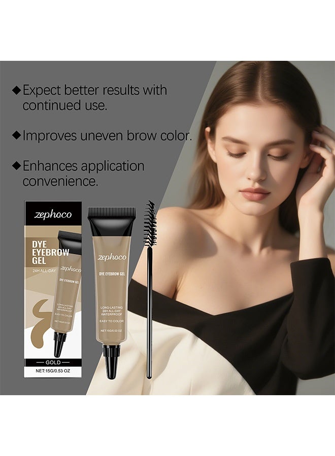 zephoco Golden Waterproof Long-lasting Eyebrow Gel- Smooth Texture for Daily Application, Easy to Apply for Beginners 15g(#Gold) - Image 5